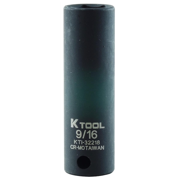 K-Tool International 3/8" Drive Impact Socket black oxide, Deep 6Pt, 3/8"Dr, 9/16 KTI-32218 - main